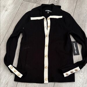 Karl Lagerfeld Black and White Cardigan women’s size M new with tags